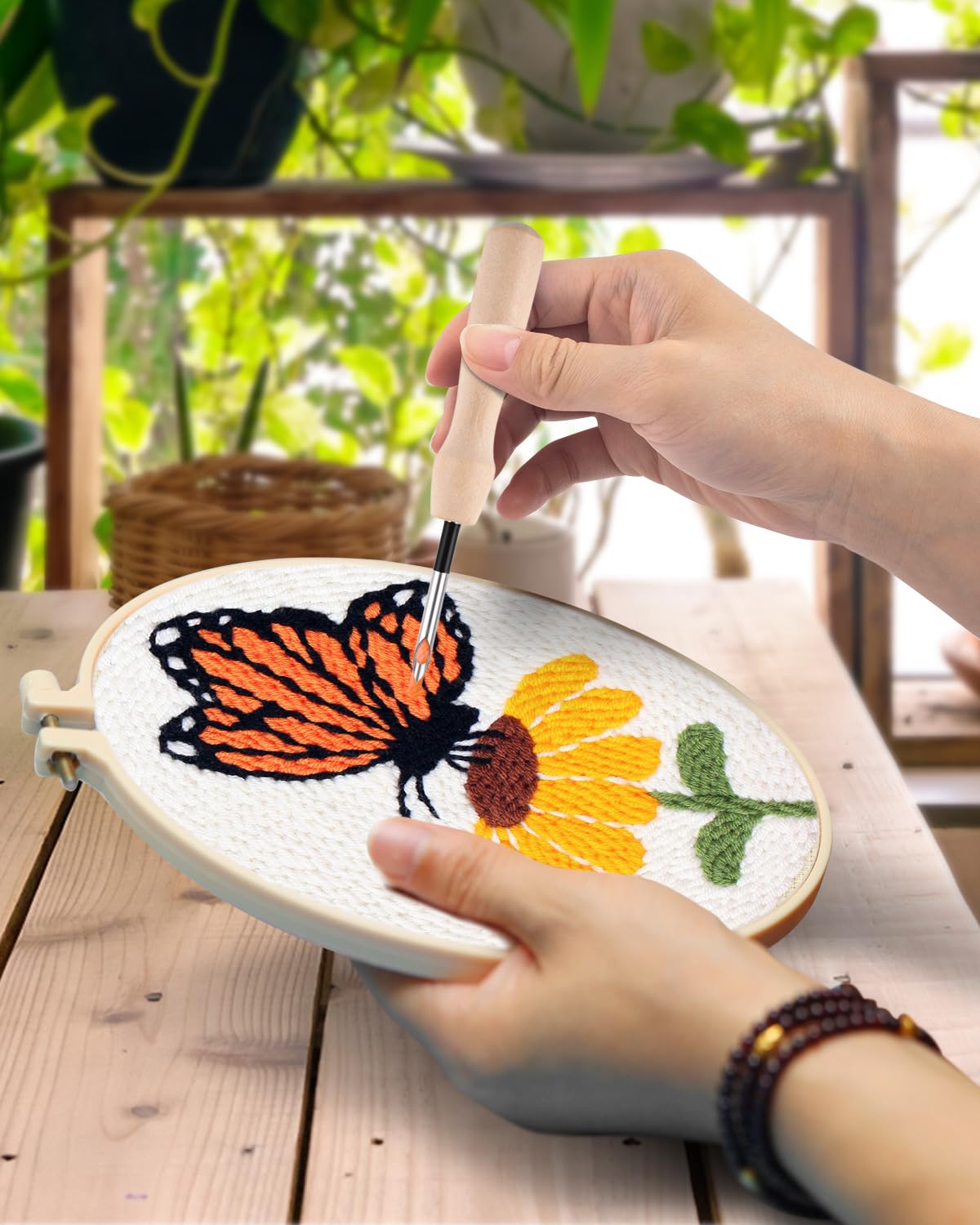 Needle Punch Kit – 6 Floral Designs, Embroidery Hoop Yarn More ...