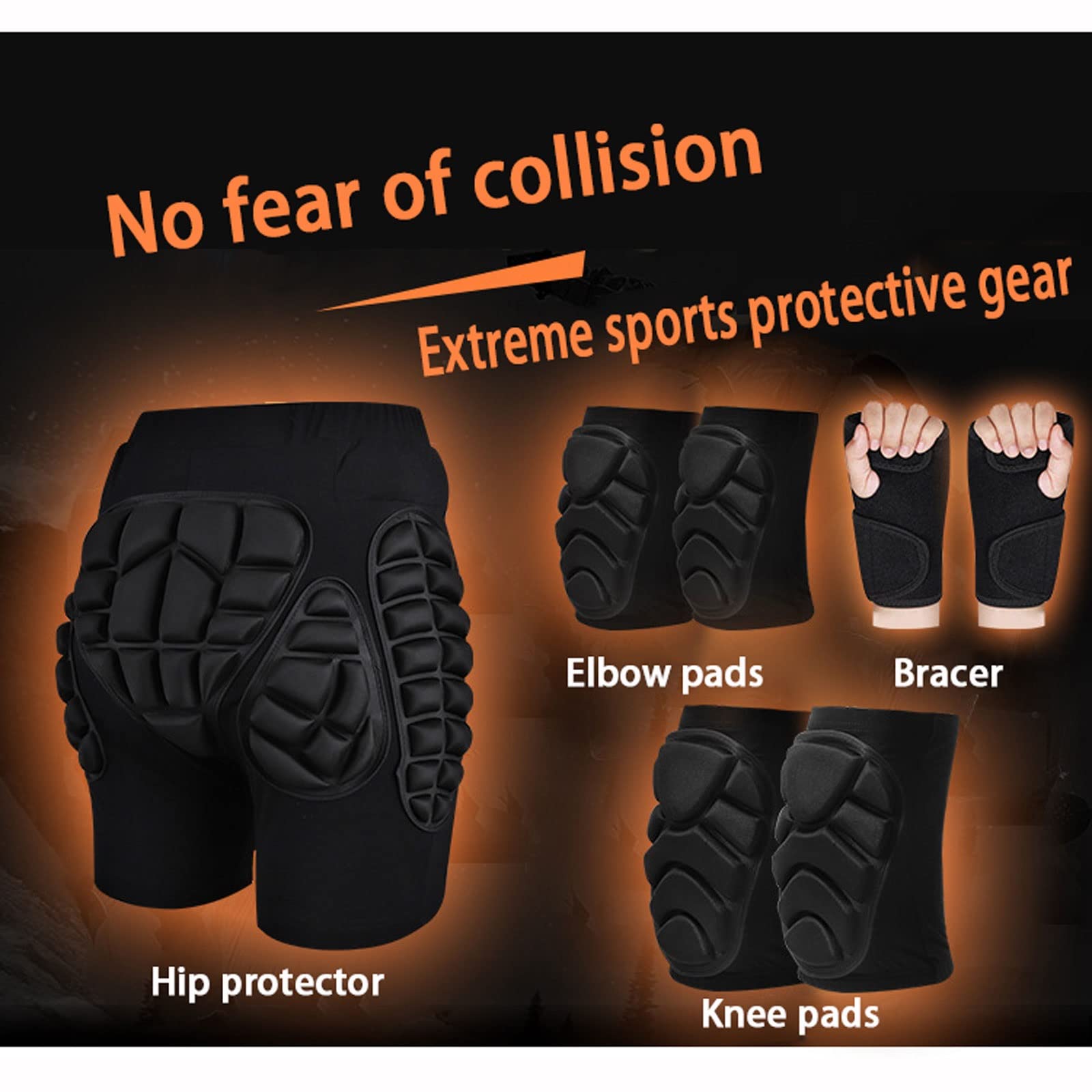 MLqkpwy Short De Protection Rembourré – Anti-choc, Large épaississement, Pour Hanches Et Coccyx – Idéal Vélo, Skate, Ski Et Patinage