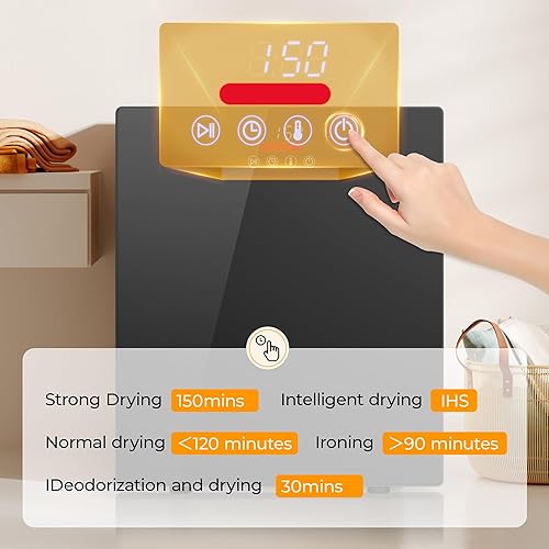Miniatura 3 de EUHOMY Secadora de ropa portátil de 1.5 pies cúbicos, secadora compacta de 850 W con manguera de escape, acabado espejo, panel táctil LCD, 4 modos