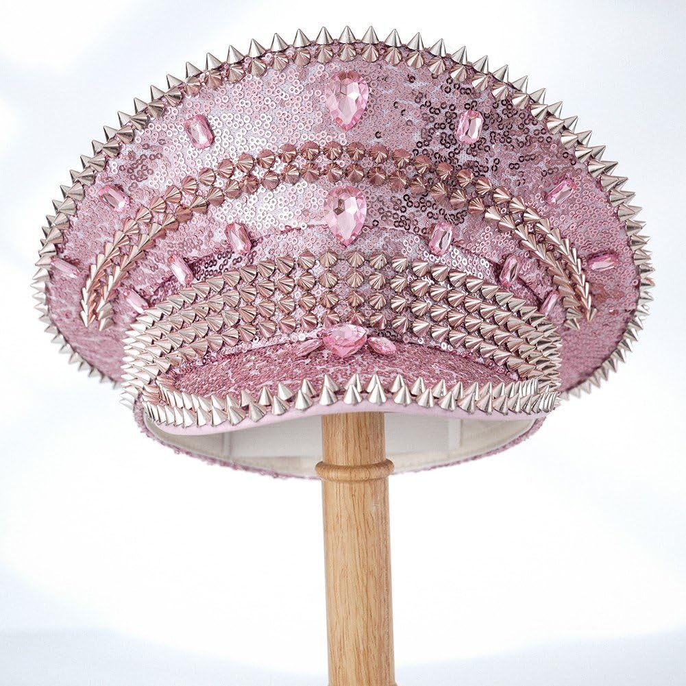 Cappello con Lucidi Cappello con Borchie Rivetto Cappello Ballo Stile Punk Cappello Capitano Cappellini Steampunk alla Moda per Feste Cosplay