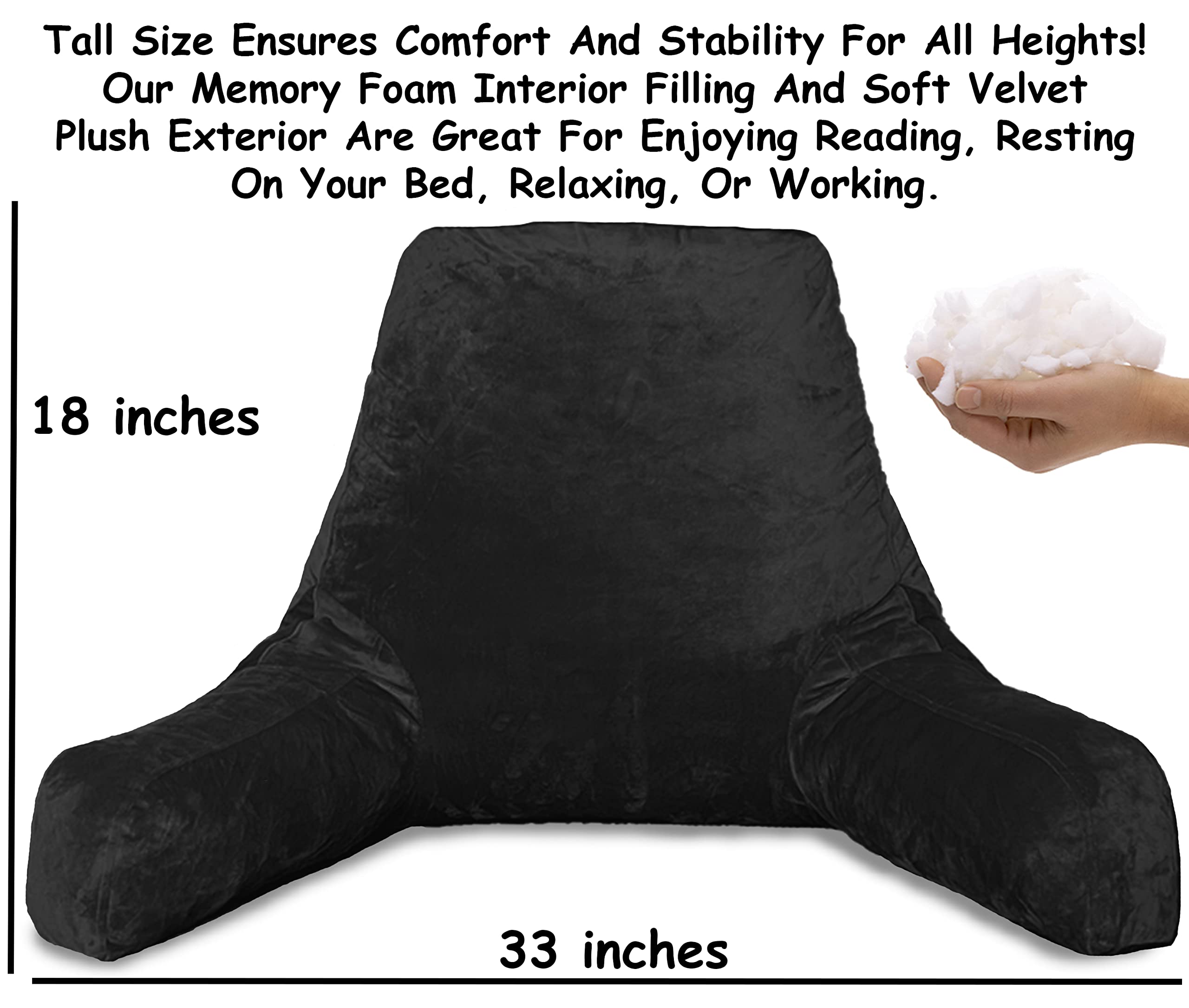 Homie Reading Pillow with Reading Light and Wrist Support, Has Arm