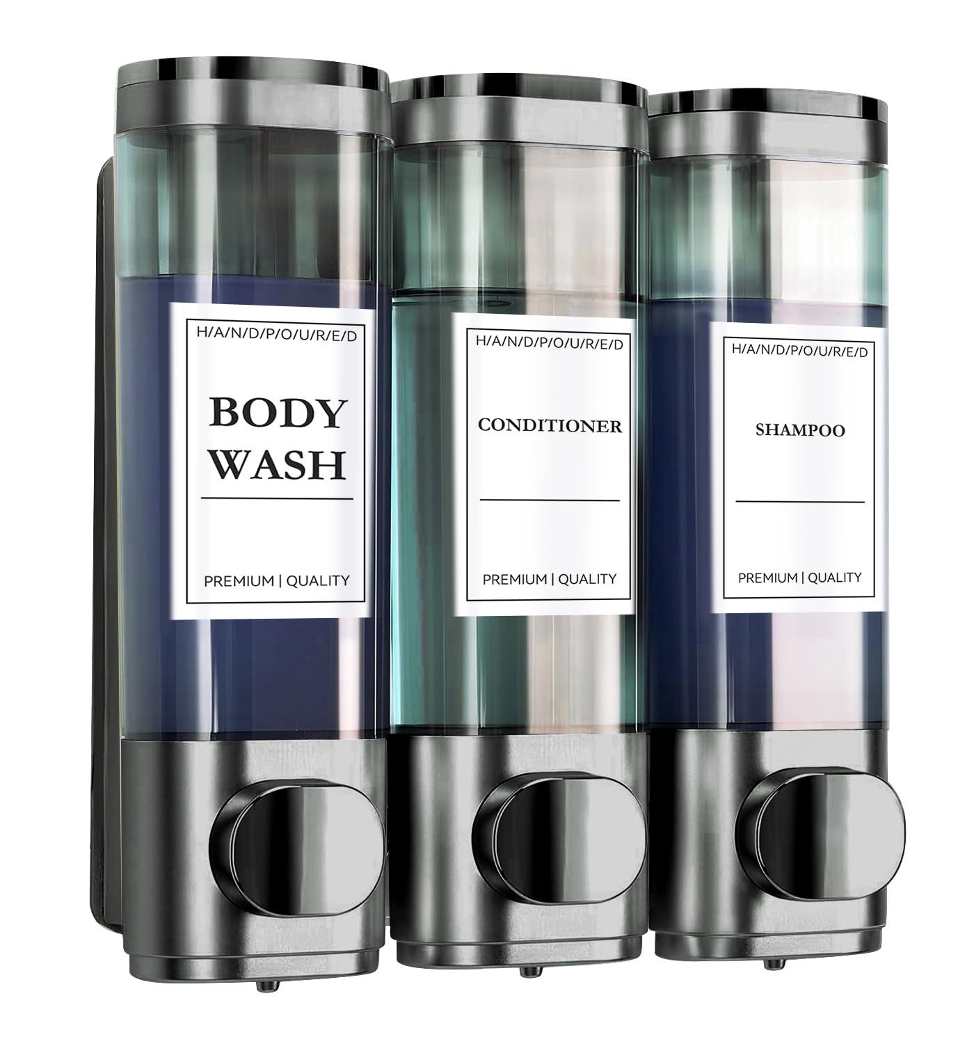 Distributeur Gel Douche Mural 3 En 1 - Sans Perçage - 3 X 300ml - Pour Savon, Shampooing, Lotion - Salle De Bain/cuisine