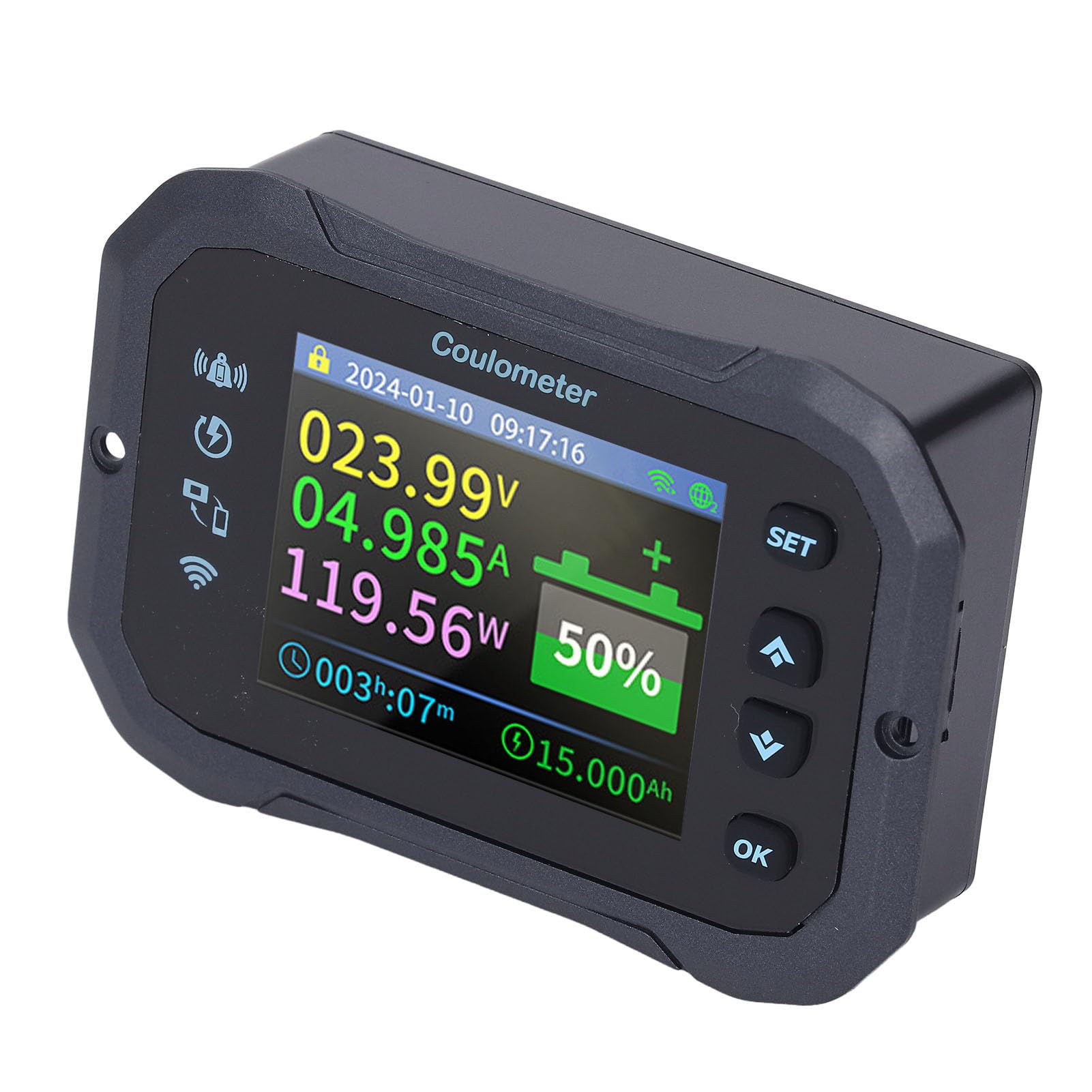 Medidor de Corriente de Voltaje de Batería, Medidor de Monitor Remoto para RV, Alarma Programable con Pantalla de 2,4 Pulgadas 10-100V 400A