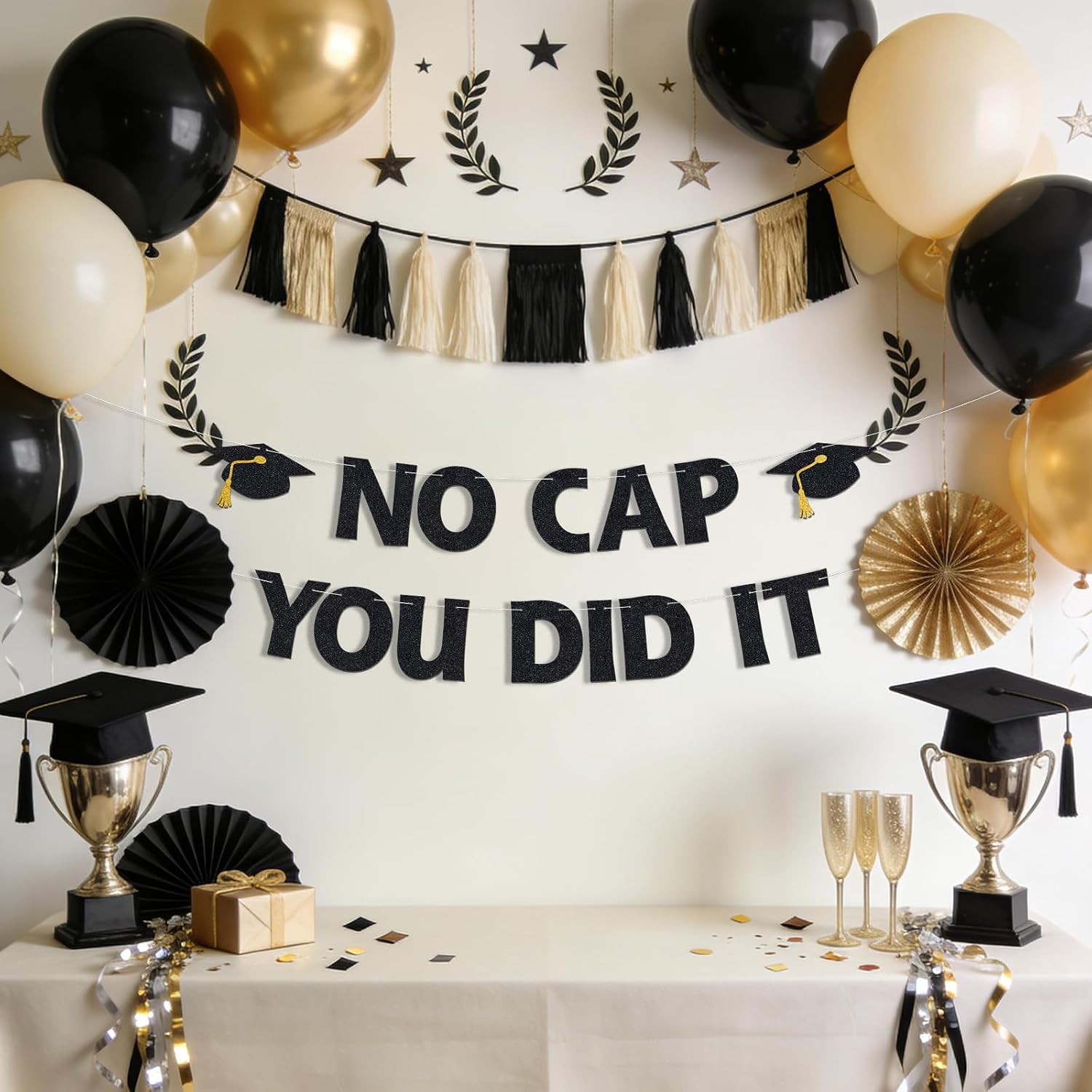 No Cap You Did It Banner, Class of 2026 Graduation Party Decor image 4