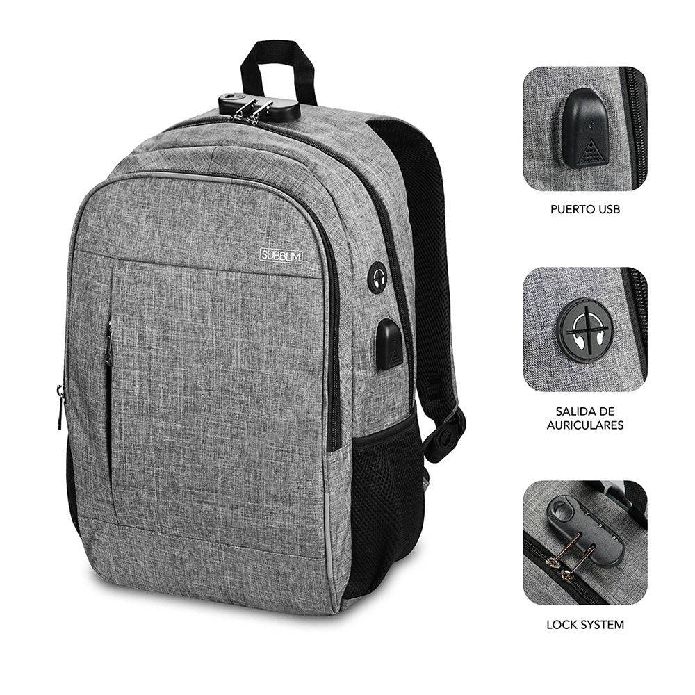 SUBBLIM Unisex SUB-BP-1UL0001 plecak na laptopa, Gris, duży