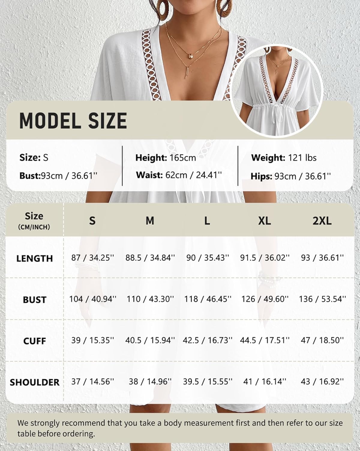 Eddoyee Wome's Swimsuit Coverup V Neck Hollow Out Beach Bathing Suit Flowy Swim Coverup Mini Dress - Image 4