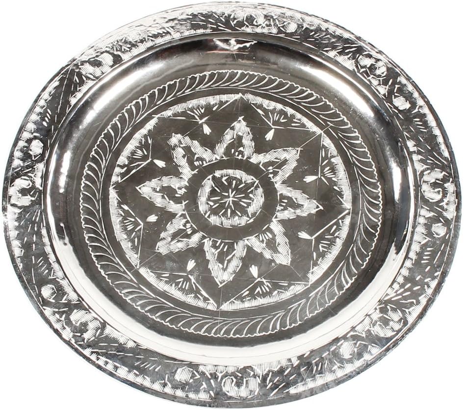 albena Marokko Galerie 18 100 Halim Oriental Tray, Metal, Silver, diameter 30cm