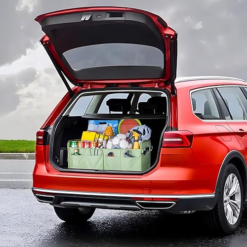 Miniatura 2 de Organizador de maletero para SUV y sedán, organizadores y almacenamiento de automóvil, correas plegables y ajustables impermeables, 70L organización