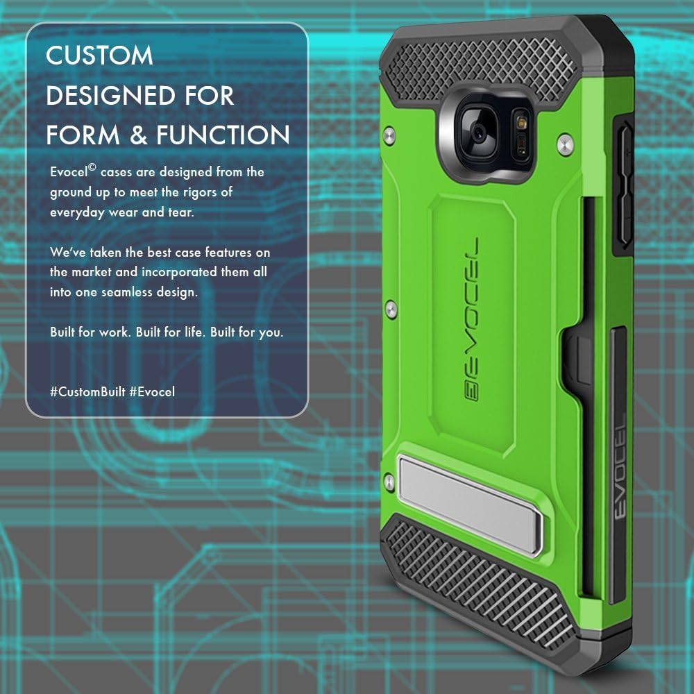 Galaxy S7 Case, Evocel [Explorer Series Pro] Dual Layer Credit Card Case with Magnetic Kickstand for Samsung Galaxy S7 (SM-G930), Green (EVO-SAMS7-CK12)