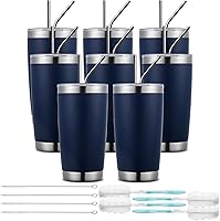 Vista 10 de Vaso de café personalizado de acero inoxidable, botella de agua personalizada de 20 onzas, vasos aislados con tapas y pajitas, imagen de logotipo