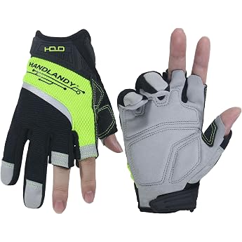 HANDLANDY Work Gloves Utility Work Gloves for Men and Women Padded Half Finger