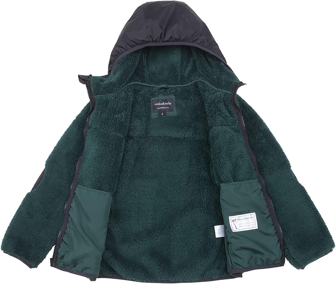 Rokka&Rolla Boys' Hooded Sherpa Fleece Lined Jacket - Image 3