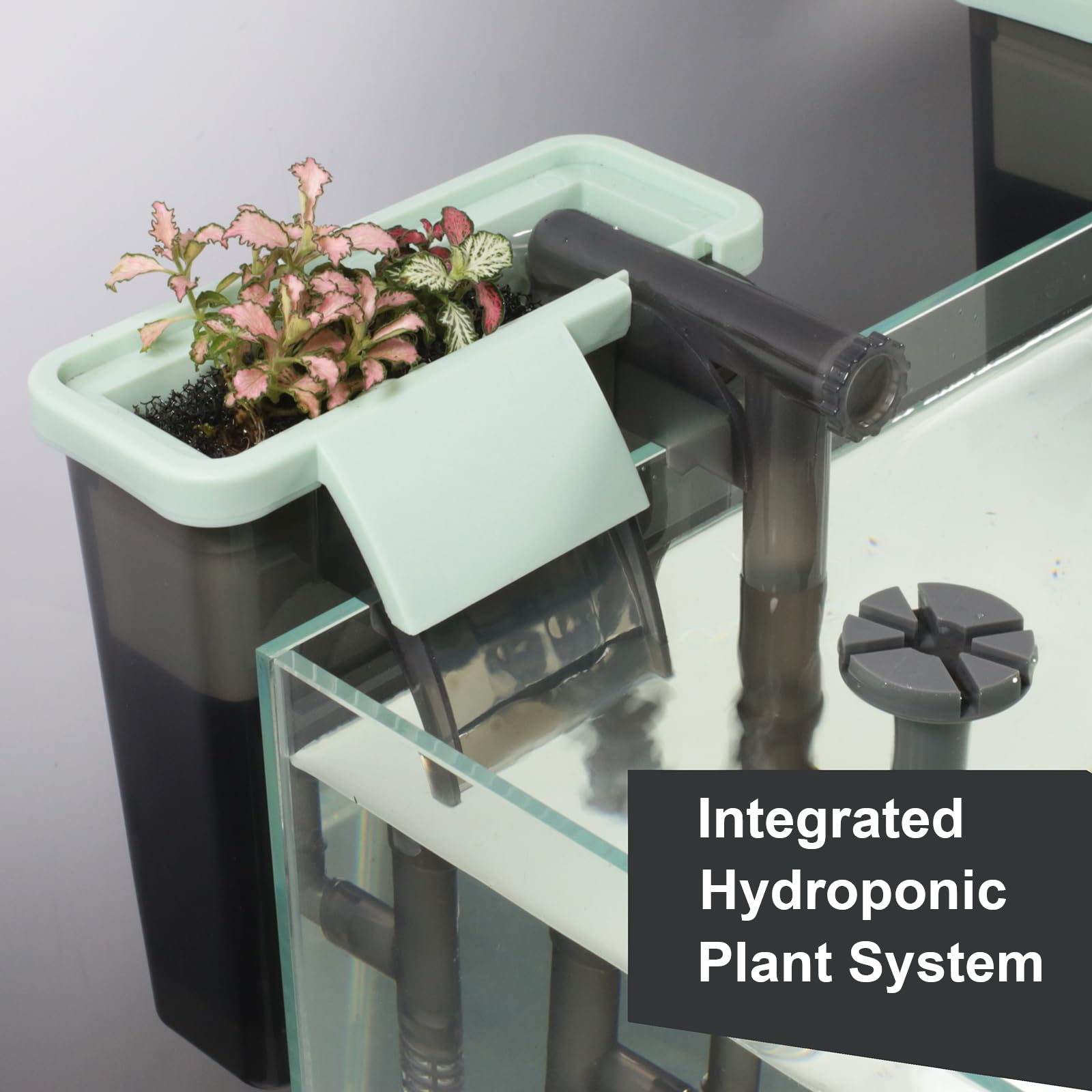 AREPK Filtro de acuario silencioso con sistema de plantas hidropónicas integrado para un acuario ecológico natural (5 a 30 galones - L: 15,5 cm)