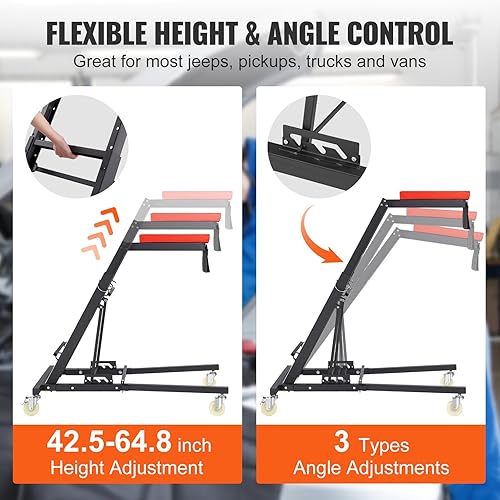 Miniatura 3 de VEVOR Enredadera automotriz superior, enredadera de motor de 42.5 a 64.8 pulgadas, capacidad de 400 libras, 4 ruedas giratorias, cubierta acolchada,