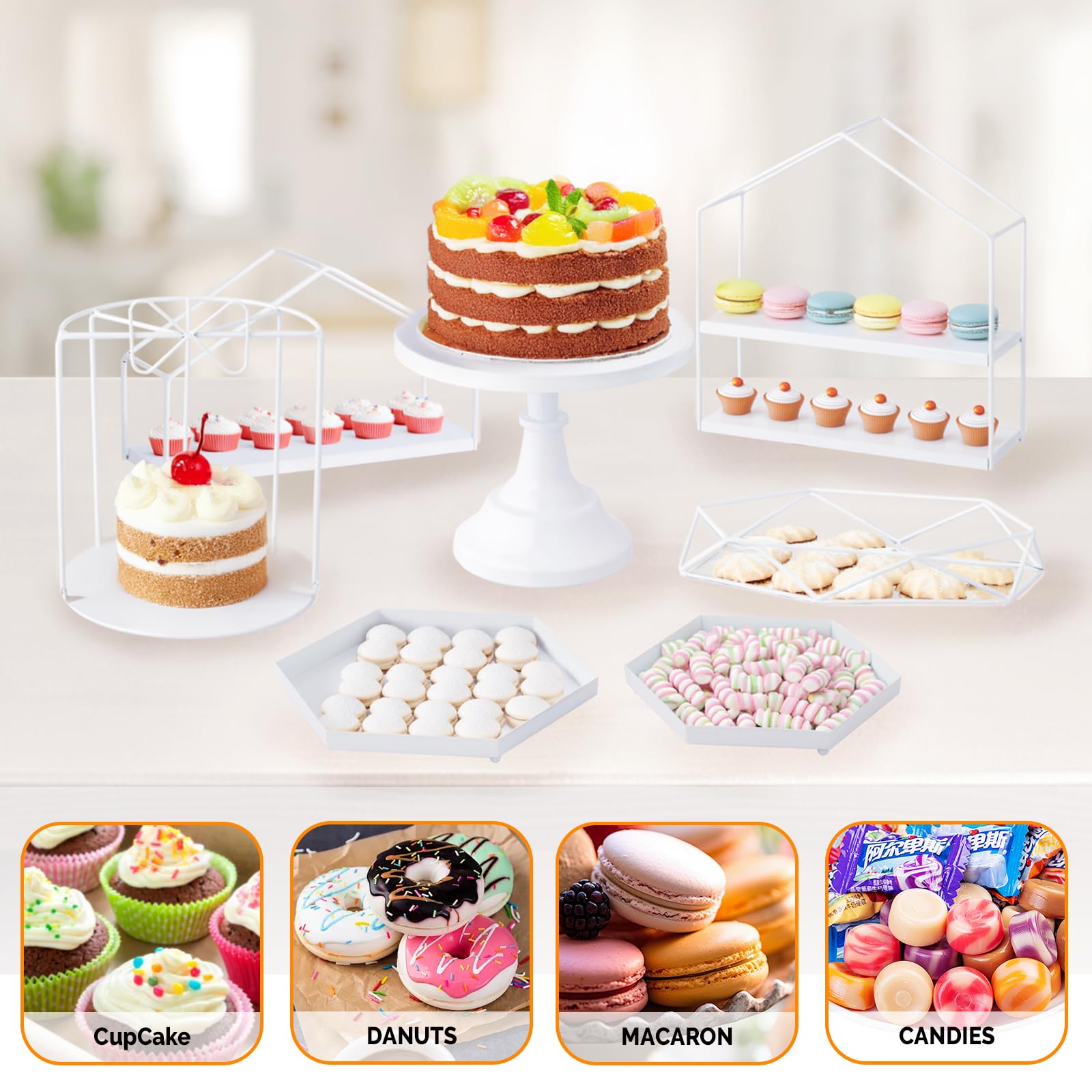 Set di 6 Alzate per Torte, Set di Alzate per Cupcake in Metallo, Piatto da Dessert