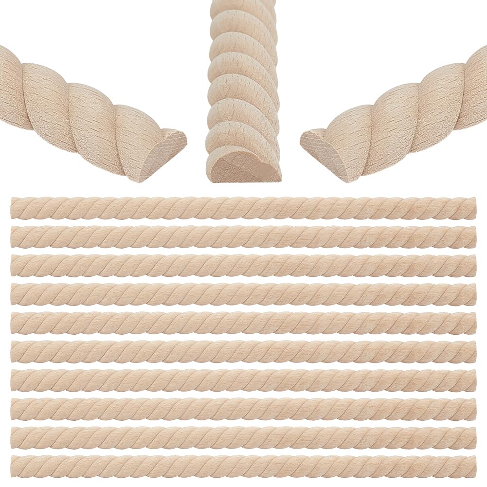 OLYCRAFT 25Pcs 3D Decorative Wood Trim Molding Twisted Unfinished DIY Trims 40cm Half Wooden Trim Molding Decorative Wood Trims for Home Wall Door Border Ceiling Cabinet Window