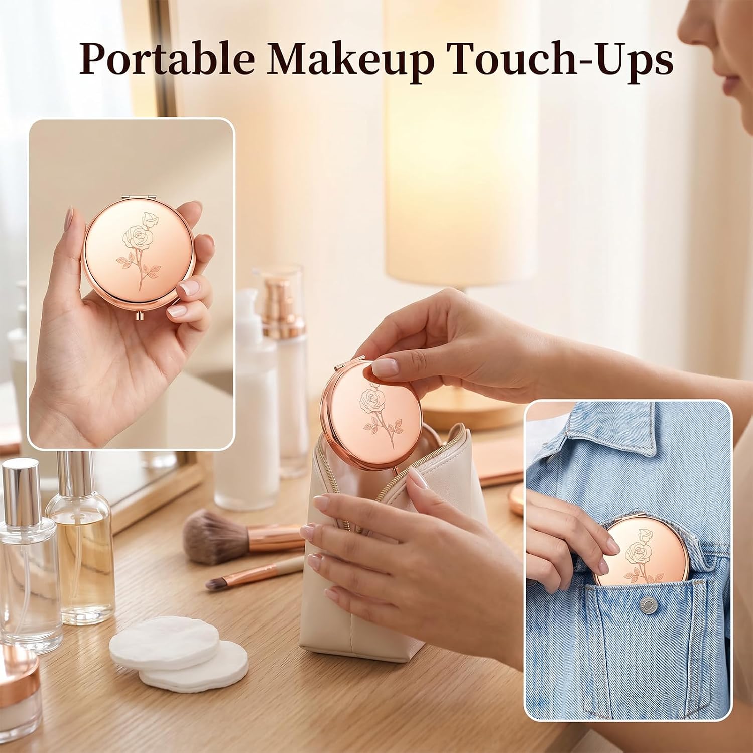Ouligay Small Compact Mirror for Purse Portable Travel Pocket Mirror