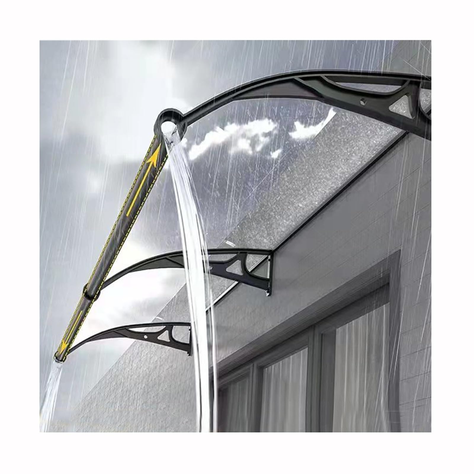 Polycarbonate Door & Window Awning - 24x55 Inch Outdoor Canopy For Rain & Sun Protection, Aluminum Frame, Easy Install