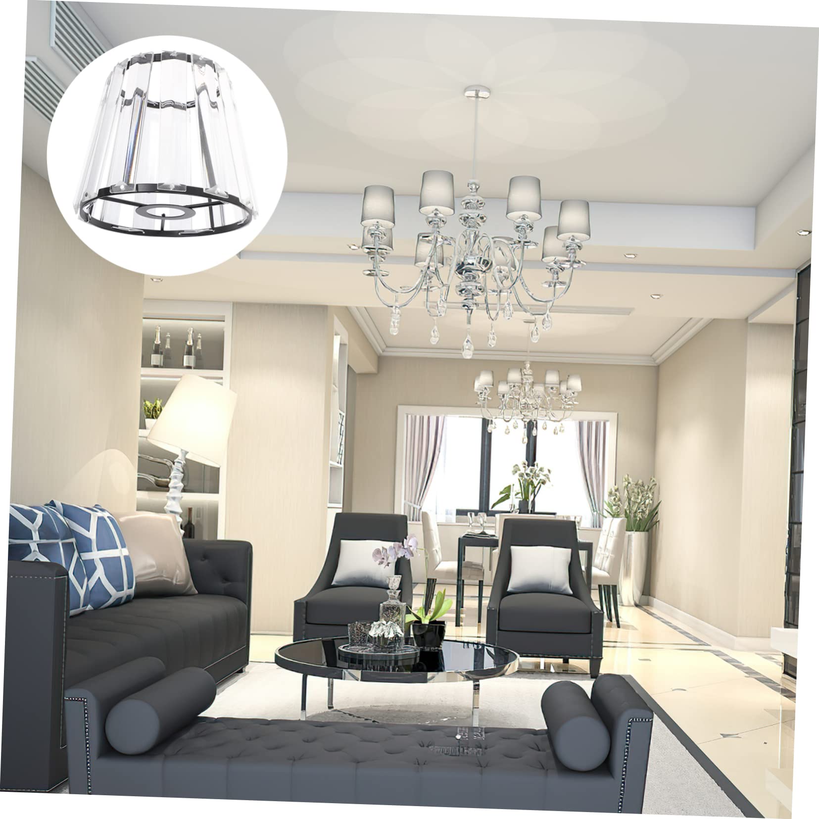 Paralume In Vetro Trasparente TOVINANNA - Design Moderno Per Lampade A Sospensione - Foto 8