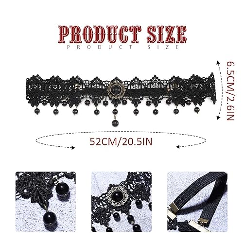 Miniatura 4 de Catery Diadema de vampiro gótica de encaje negro para Halloween, accesorios de vampiro para mujer