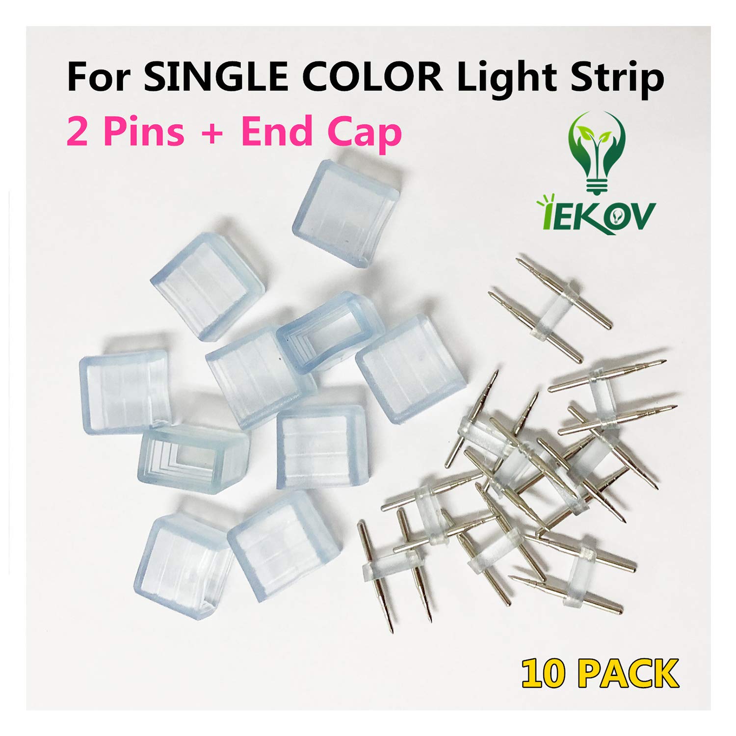 10pack of 2PINS and END Cap for IEKOV High Voltage Single Color Light Strip