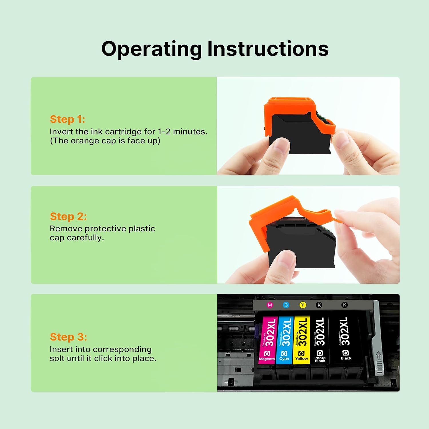 Remanufactured 302XL Black Ink Cartridges Replacement for Epson T302XL 302 XL Ink Cartridges Epson 302XL Ink Cartridge Multipack to use with XP-6000 XP-6100 Printer(Black, 2 Pack)