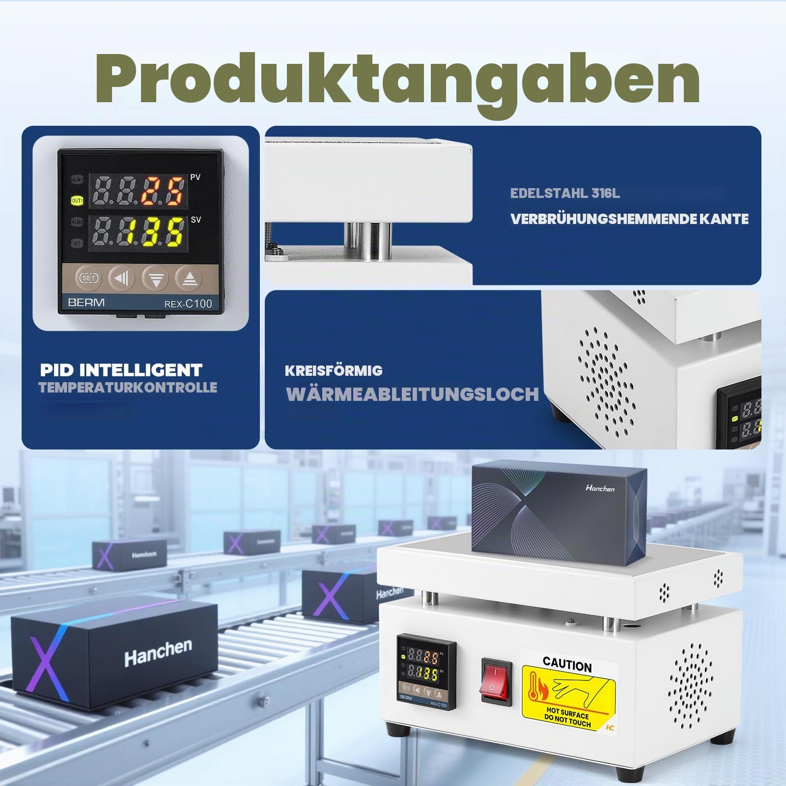 Hanchen Cellophan-Verpackungsmaschine manuelle Überwicklungsmaschine Desktop-Heizungs-Siegelmaschine für BOPP-Parfüm, Kosmetik, Poker-Box, PVC-Heißsiegelfolie(120×200mm)