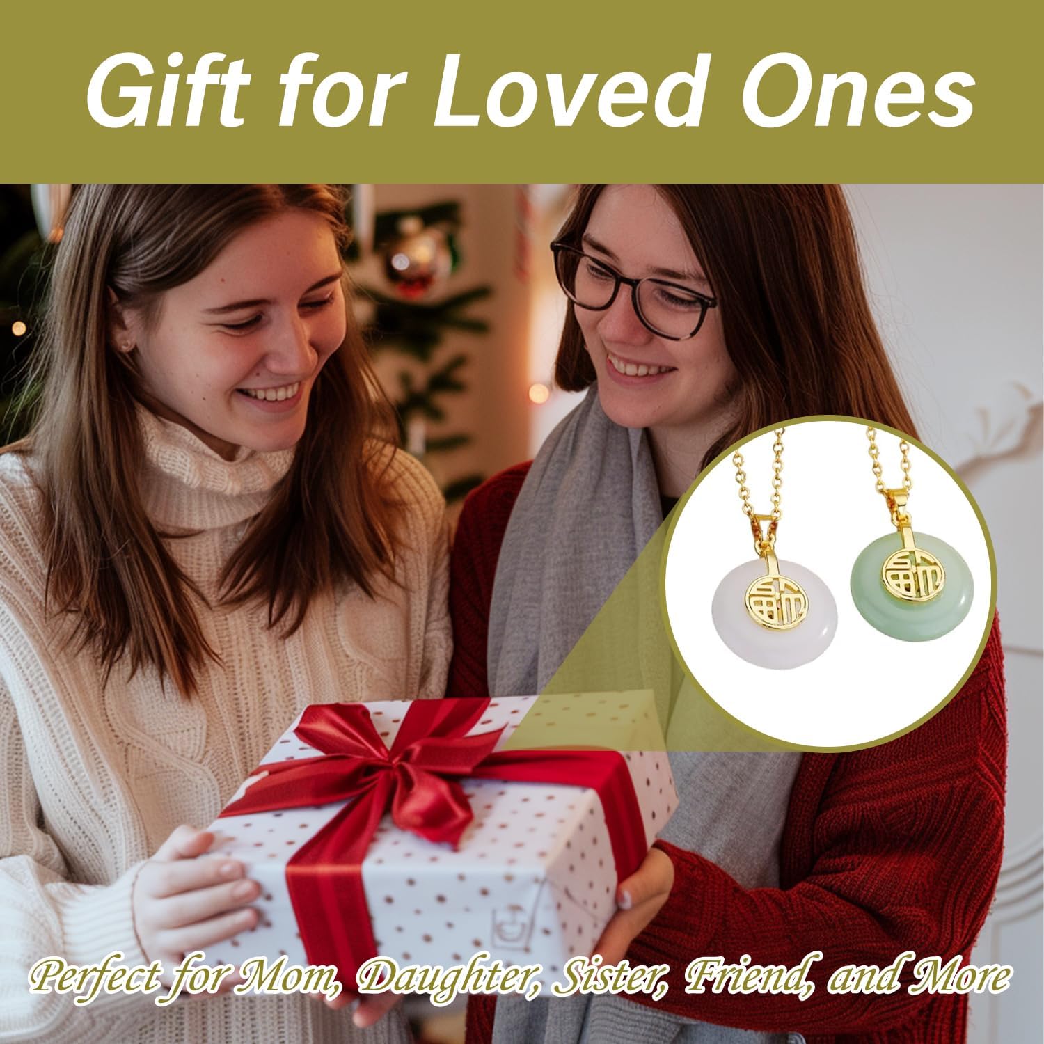 Jade Pendant Necklace Good Fortune Green Necklace for Women 18kt Gold Plated Pendants Mother's Day Present Elegant Green Jade Necklaces for Women - Image 6