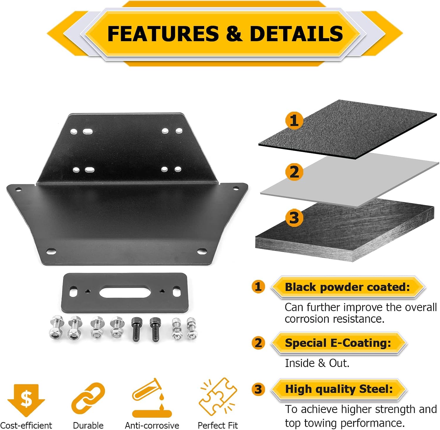 WeiSen Winch Mount Bracket Plate Compatible with Polaris Ranger 1000 900 570 XP Crew 2013-2025, Fit Ranger PRO XD Crew 2019-2025