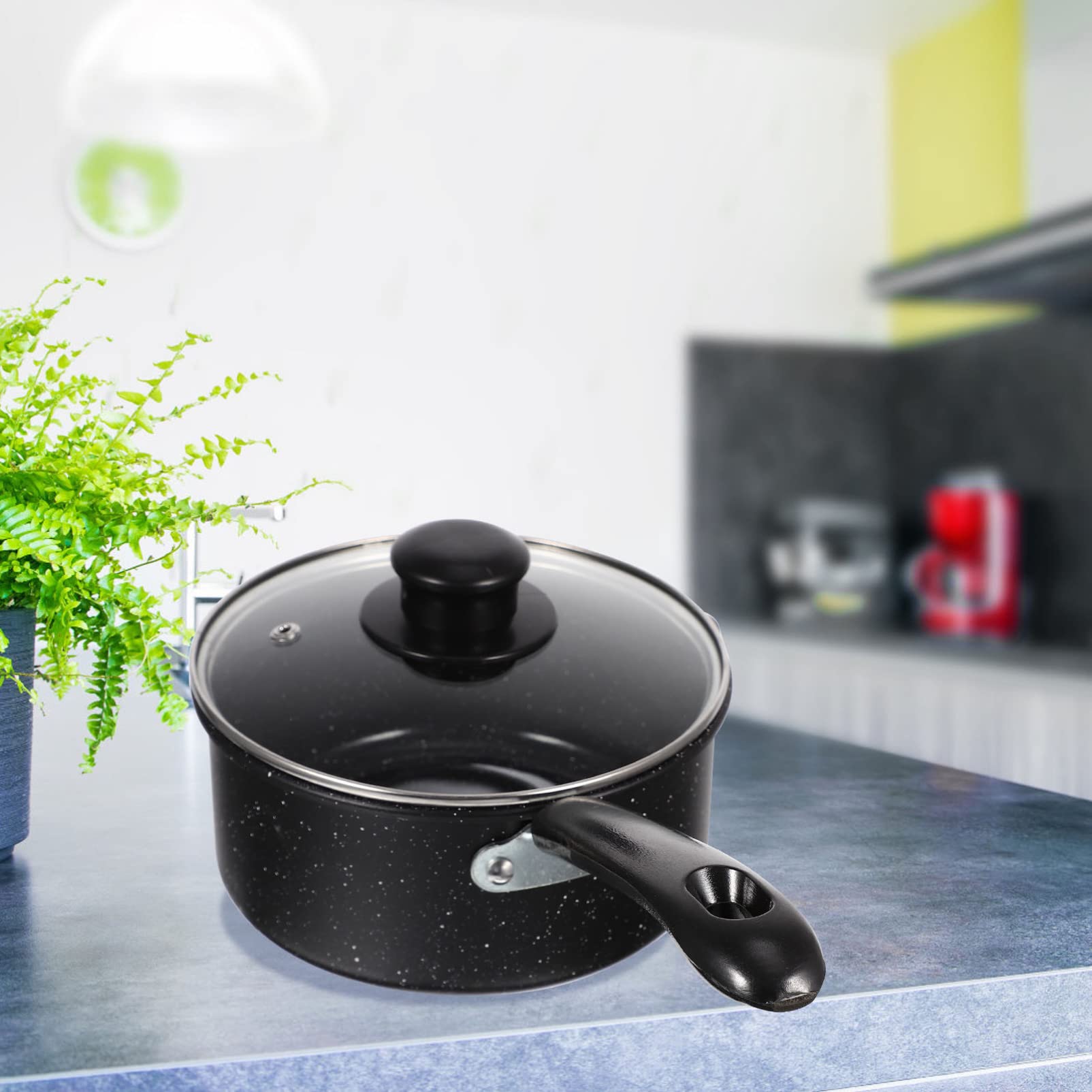 Pentola per Latte Antiaderente per Pappe, Casseruola Leggera | Acciaio al Carbonio e Ferro, Plastico e Vetro, Uso una Mano, per Porridge e Zuppa Calda