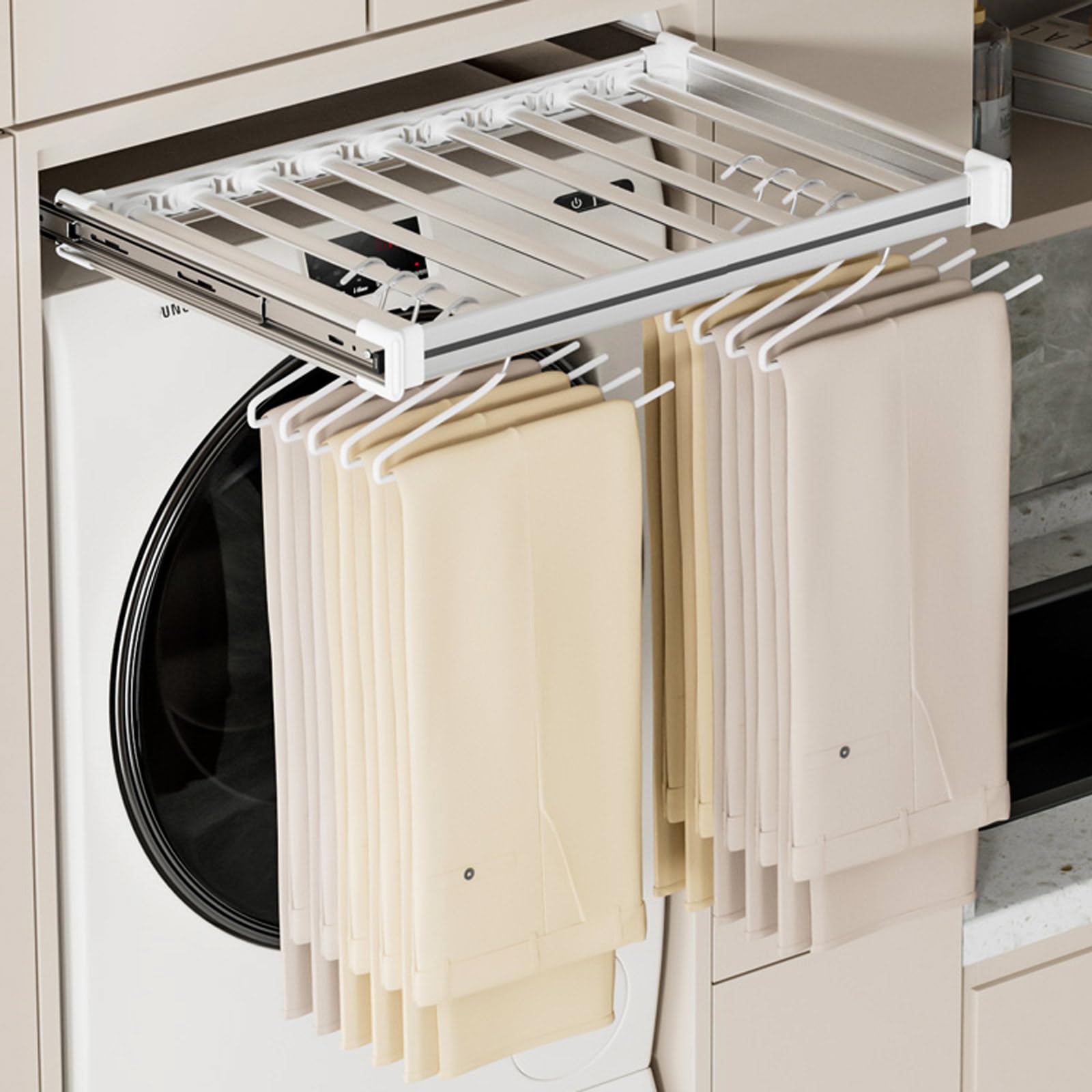 Porte-pantalons extractible pour dressing et barre de penderie coulissante de 46 cm