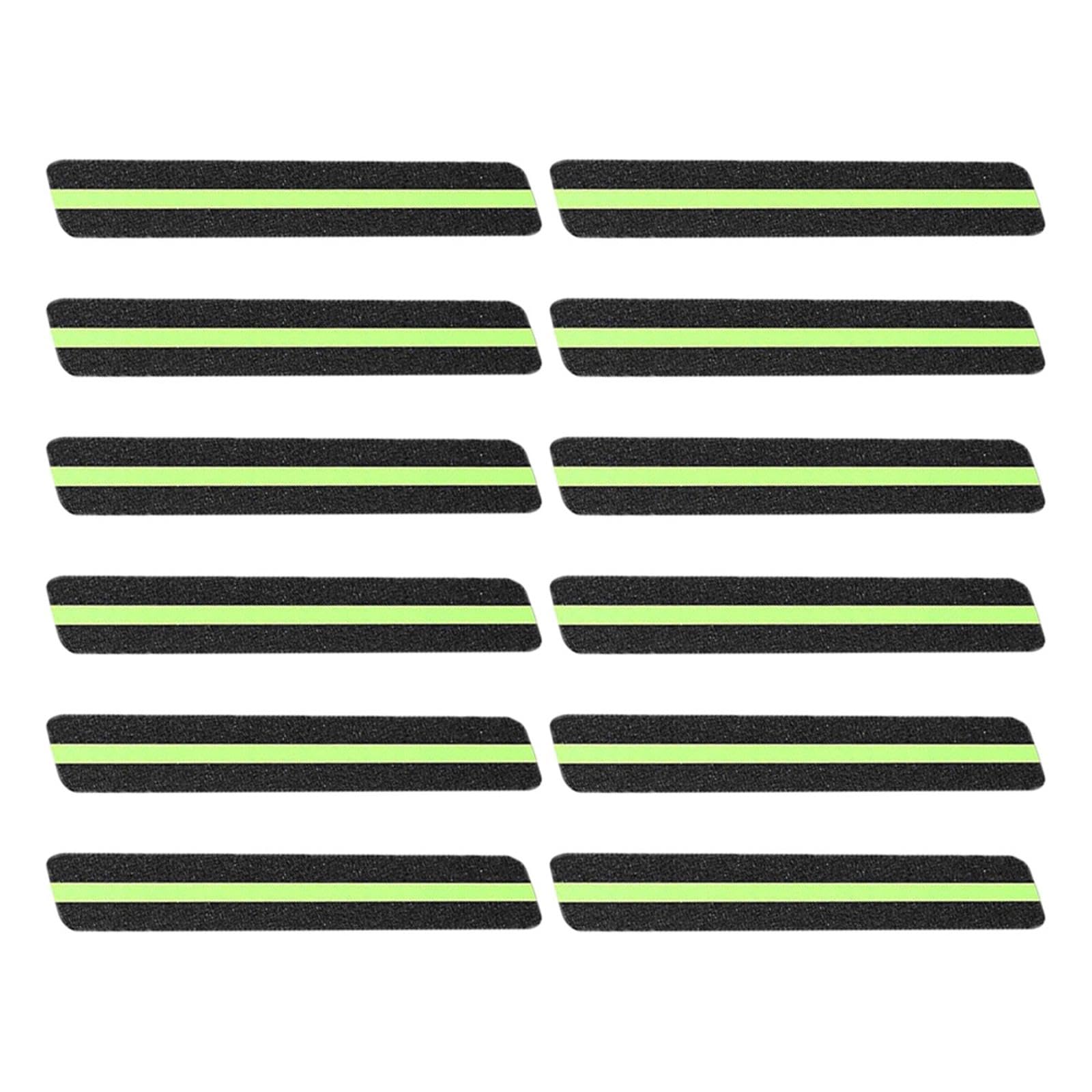 BE-TOOL 12 Pcs Anti Slip Tape Anti Slip Grip Tape with Glow in Dark Anti-Skid Stripes Self-Adhesive Luminous Grip Tapes 12 x 2 Inch for Stairs,