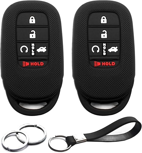 INFIPAR 2 piezas compatibles con Honda Civic Accord Smart 5 botones de silicona FOB Funda protectora de entrada sin llave Soporte remoto