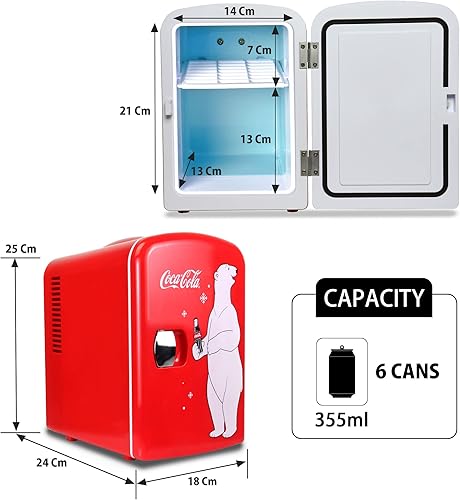 Miniatura 5 de Coca Cola Polar Bear Mini refrigerador compacto y lindo para dormitorio, oficina, dormitorio, viajes, cuidado de la piel, aperitivos y bebidas,