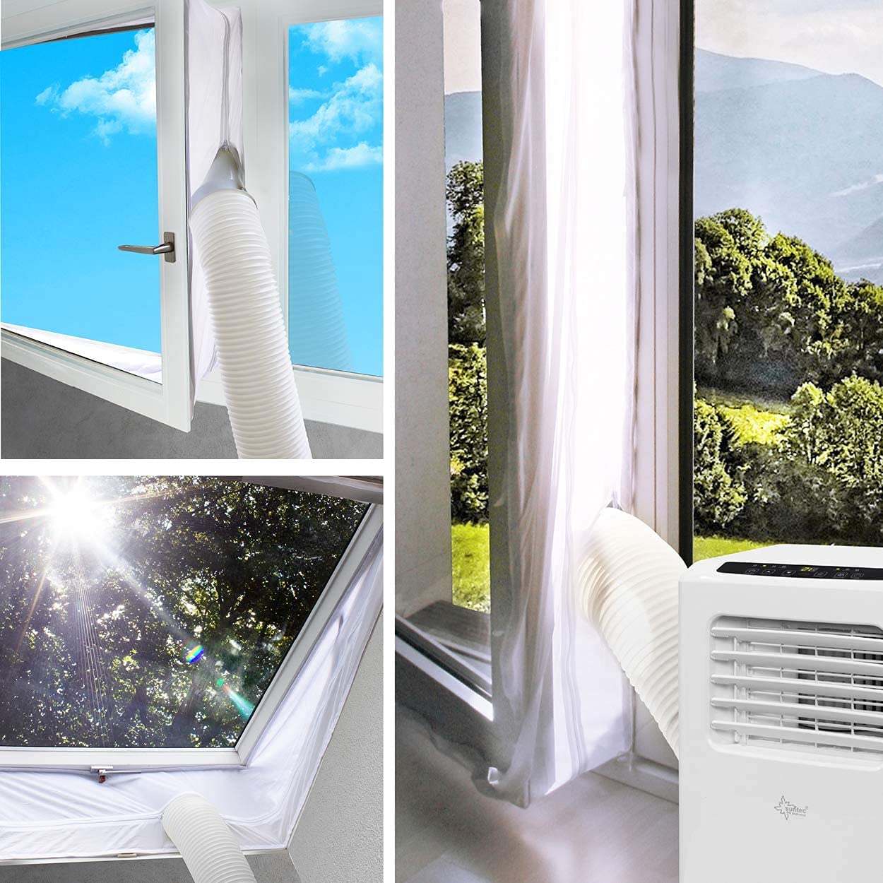 SUNTEC Air-Block-Klima Sail Zubehör-Set für mobile Klimageräte Fensterabdichtung Reißverschluss-Öffnung