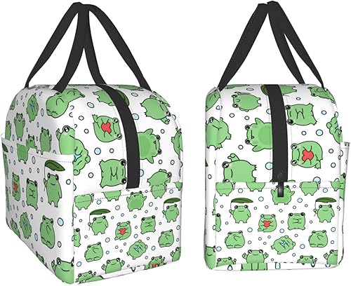 Miniatura 4 de Lonchera de rana, reutilizable, bolsa de almuerzo, bolsa de picnic, aislada, bolsa de viaje, contenedor escolar para adolescentes y niñas