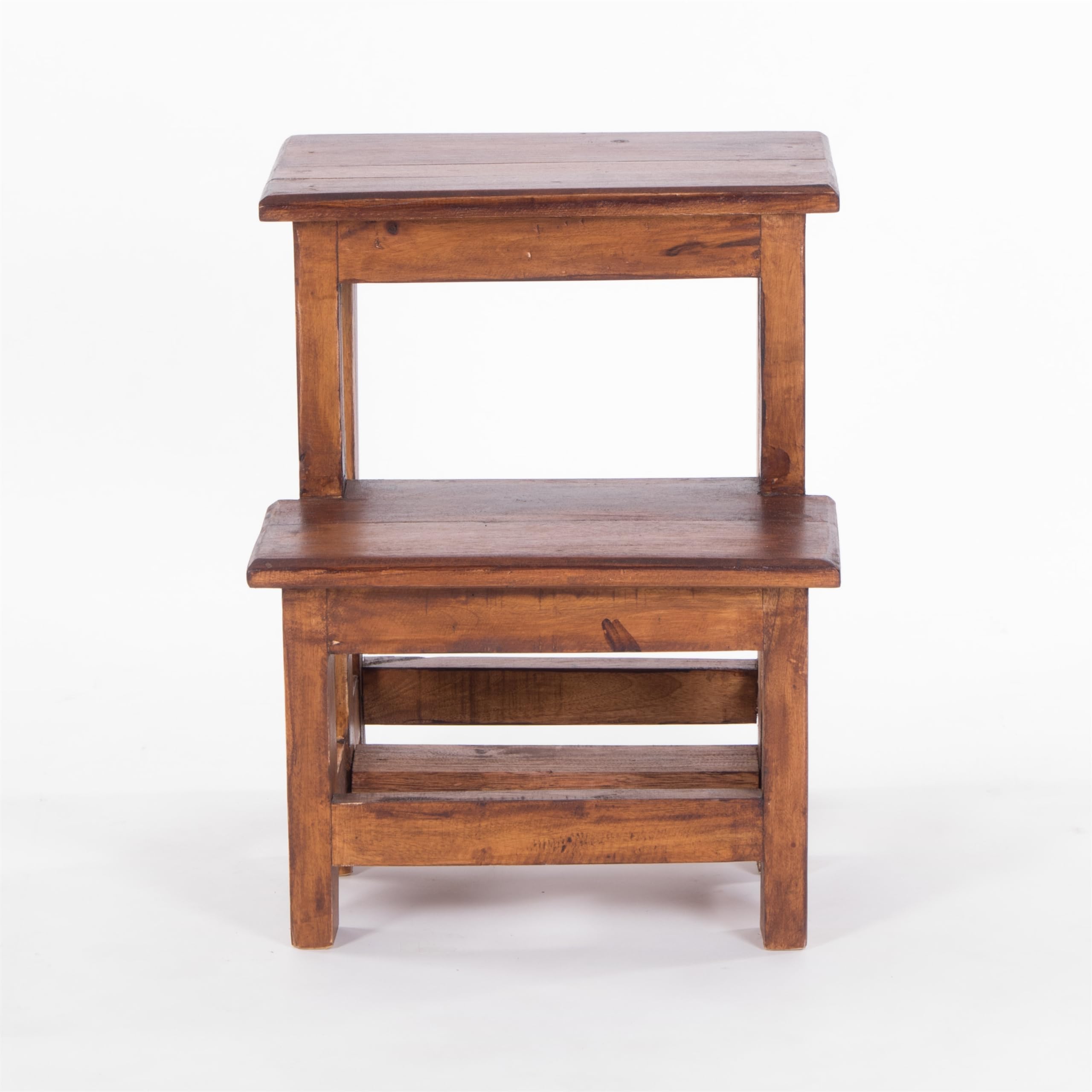DESIGN DELIGHTS Scaletta a pedale, 46 x 37 x 37 cm (altezza x larghezza x profondità), in legno riciclato, a due livelli, sgabello in legno, per la casa, sgabello a gradini