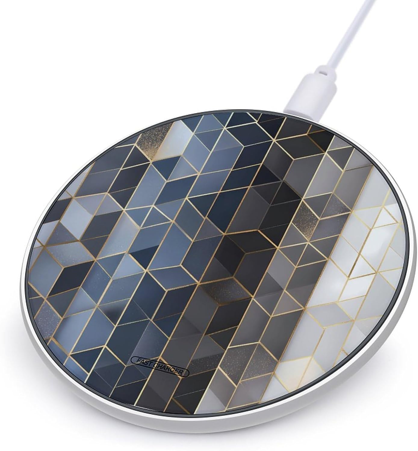 Luxury Blue and Gold Geometric Charger Wireless Charger Pad