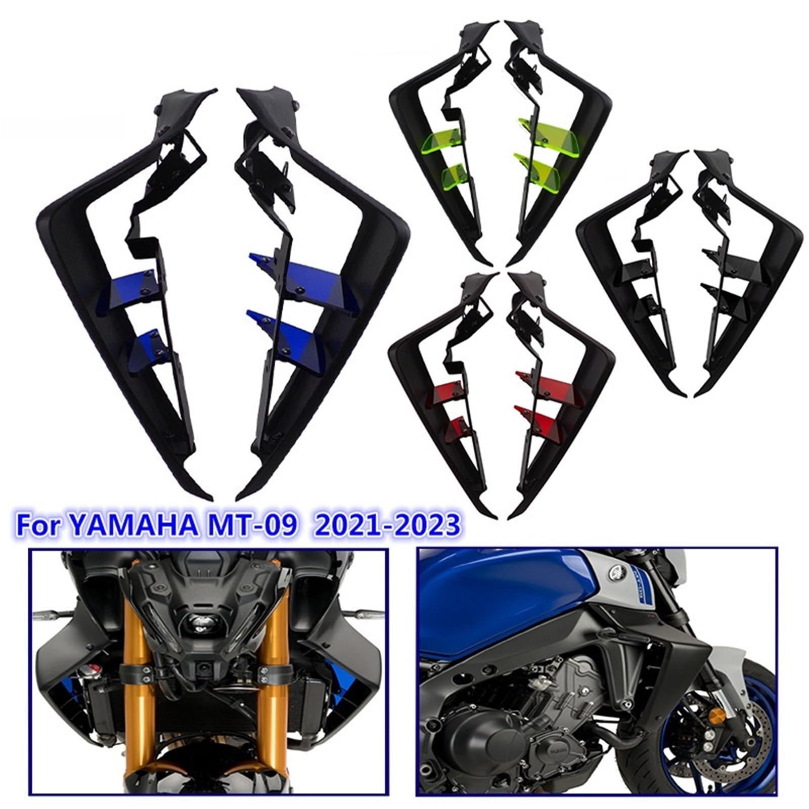 Pasuje do motocykla YAMAHA MT-09 SP 2021-2023 MT09 21-23 Sport Downforce Naked Side Spoilers Aerodynamiczny deflektor skrzydła(Blue)