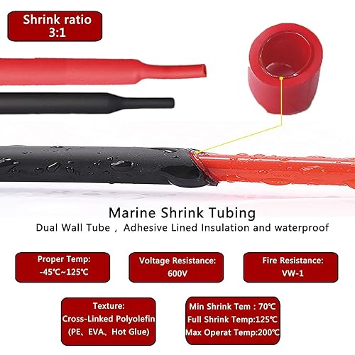 Miniatura 3 de Kit de tubos termorretráctiles - 240 tubos termorretráctiles impermeables con relación 31 para cables.