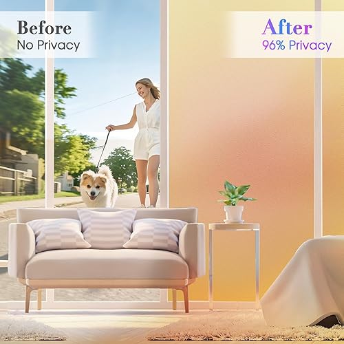 Miniatura 3 de Coavas Película de privacidad para ventana, película de vidrio esmerilado, no adhesiva, película de tinte de ventana estática para puerta de baño,