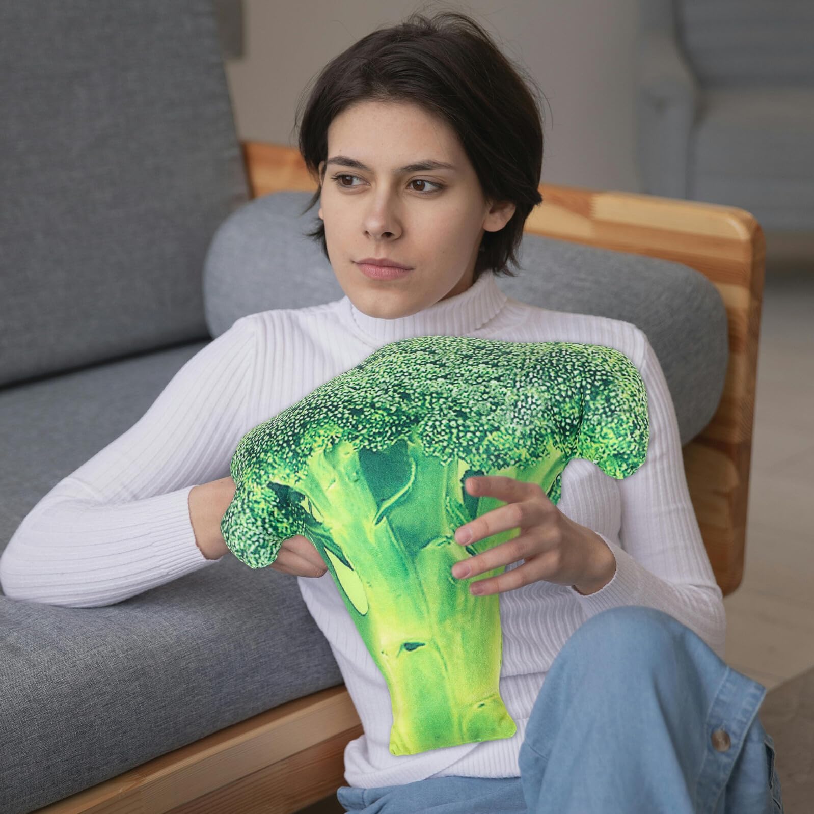 TOYANDONA Cuscino di Peluche Vegetale Broccoli Morbido per Bambini e Divano, Cuscino Abbracciante Decorativo Creativo Sicuro per Camera e Salotto