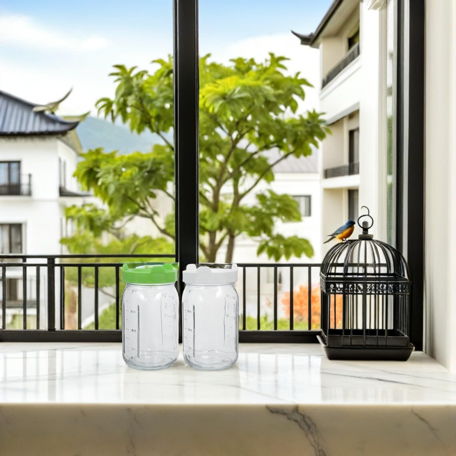 2 Pièces Kit de Germination en Verre avec Couvercle Drainage et Manchon D’ombrage pour Croissance Contrôlée des Graines à Germer à Domicile Cuisine