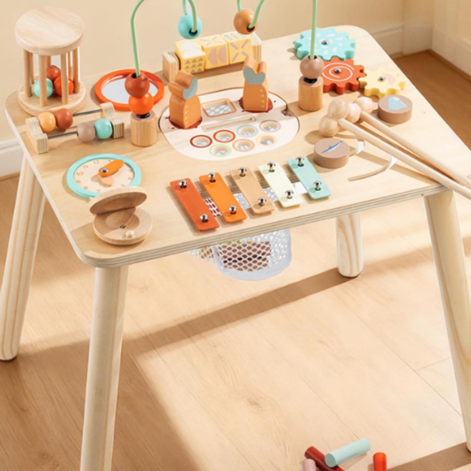 predolo Mesa Actividades Madera Pedagógico Tablero Motricidad Fina Xilófono Juguete Infantil para Niños Pequeños
