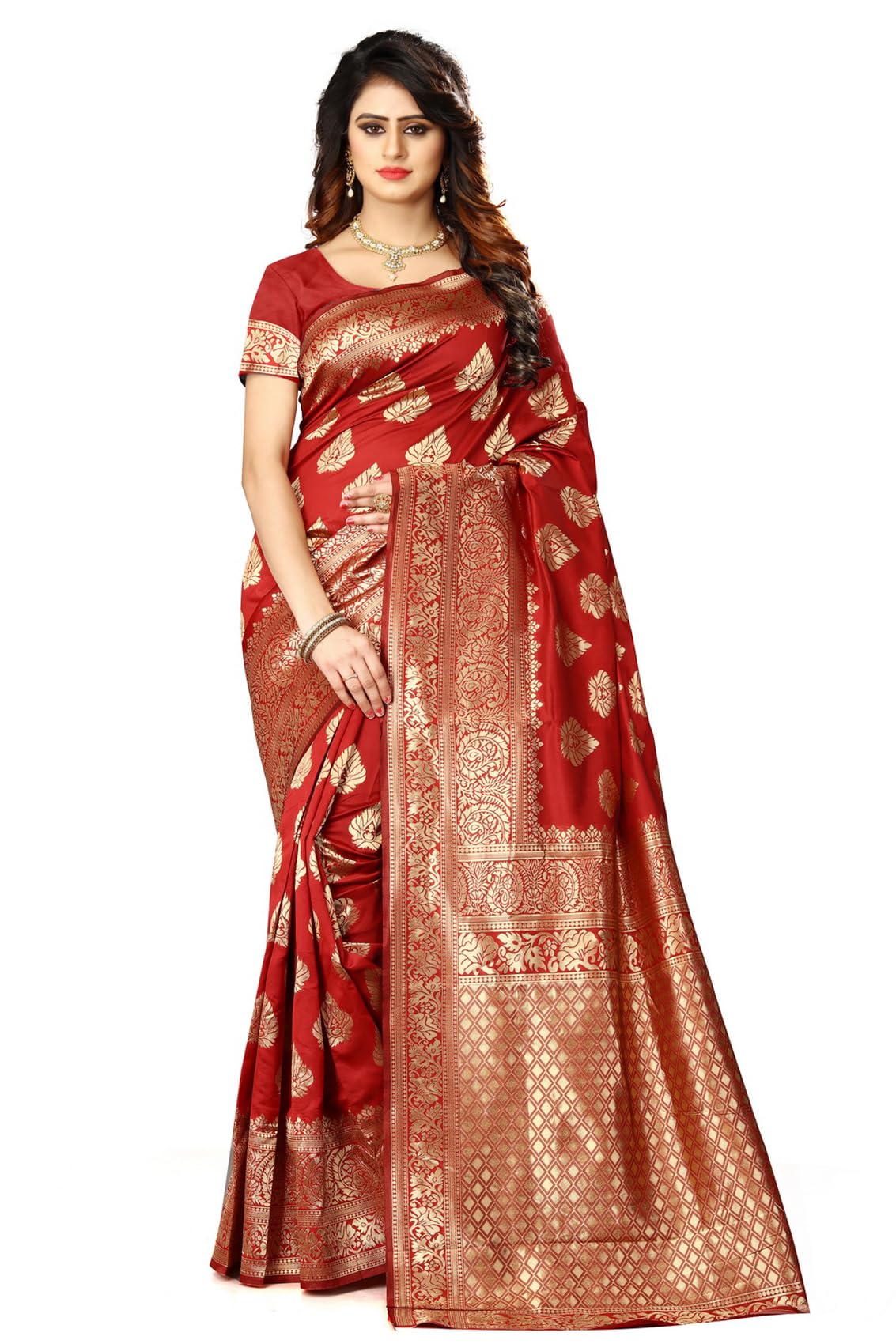 Sugathari Women's Banarasi Saree Pure Kanjivaram Silk Saree Soft new ladies 2023 Design Wear Pattu Sarees Latest Cotton Party Sari collections With Blouse Piece for Wedding sadi (SAM PARI-24)