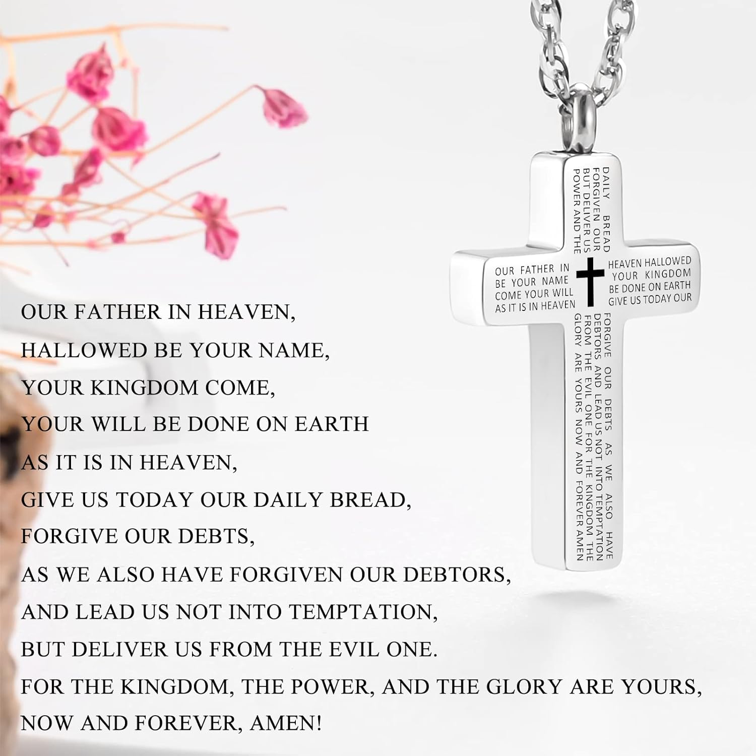 Cremation Cross Necklace for Ashes Stainless Steel Cross Urn Pendant Ashes Holder Memorial Jewelry-With Me Always - Image 5