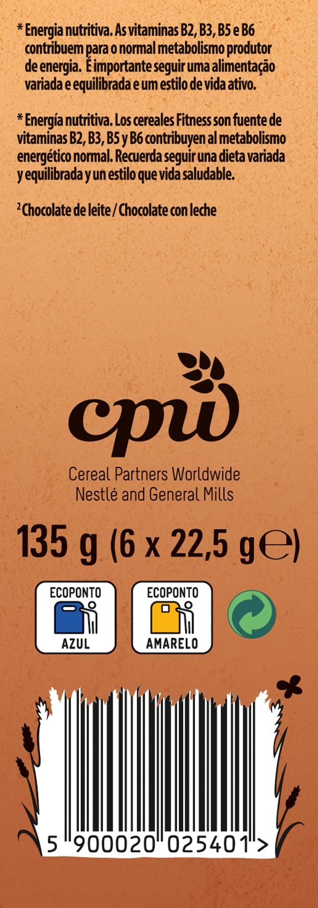 Cereales Nestlé Fitness - Barritas Chocolate con Leche, 9 x 6 Paquetes de 22.5 g