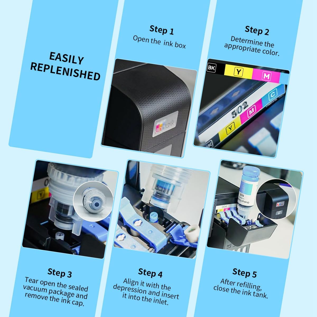 Remanufactured T544 Refill Ink Compatible with EPSON 544 Ink Refill Bottles compatible for Ecotank L1210 L3210 L3250 L3260 ET-2803 ET-2800 ET-2720 ET-4800 Printers (Black,Cyan,Magenta,Yellow,4 packs)