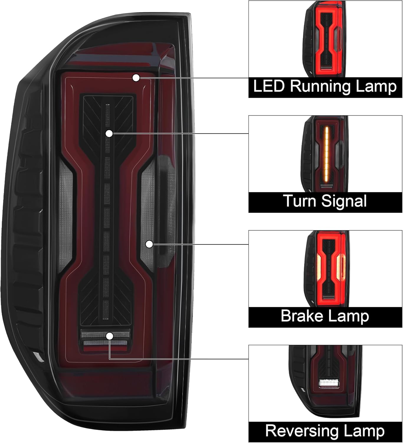 LED Tail Light Assembly Fit for 2014-2021 Toyota Tundra 14 15 16 1 7 18 19 20 21 Tundra Driver Side and Passenger Side