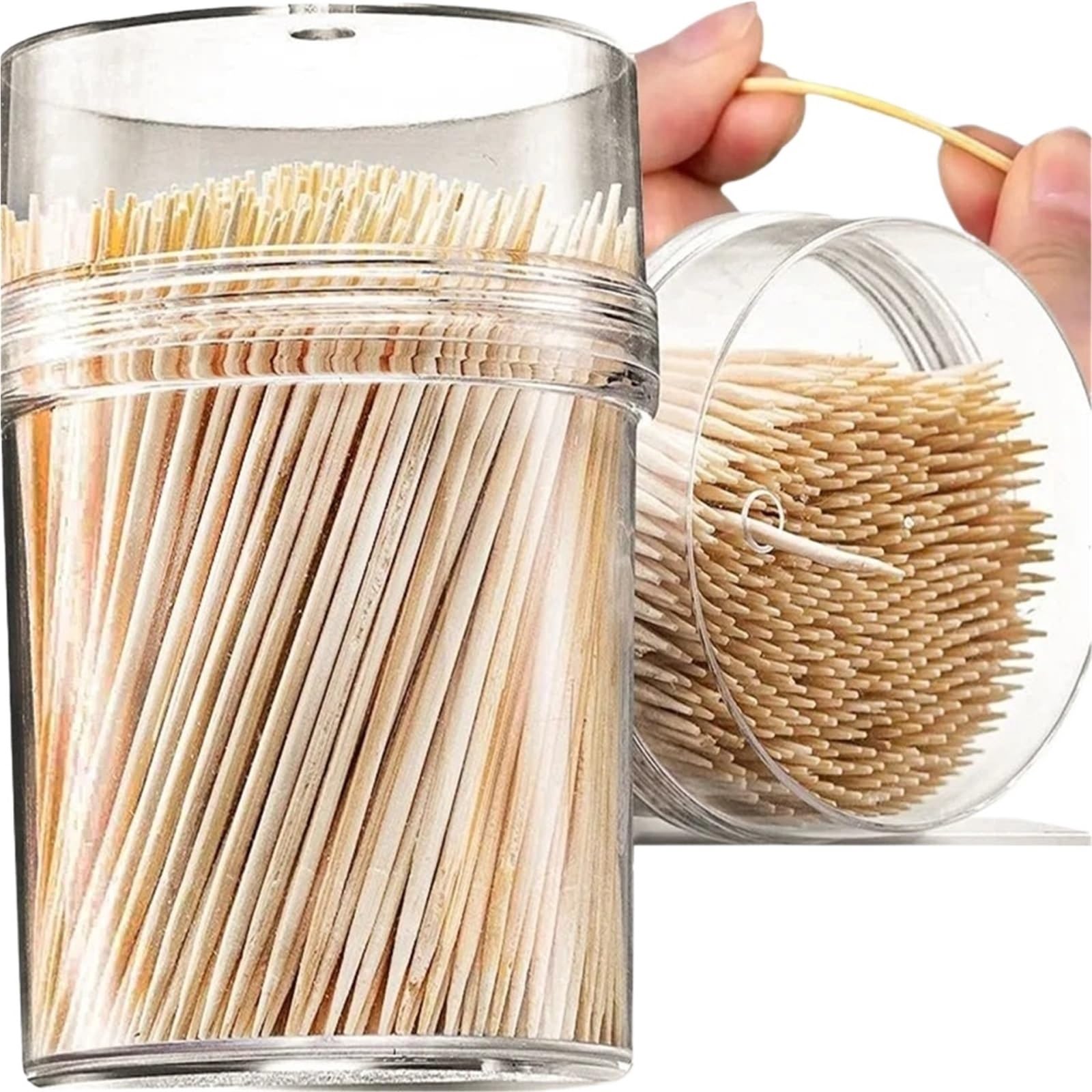 Bastoncini stuzzicadenti in legno ricarica - 10 scatole da 500 pezzi ciascuna a doppia testa in bambù naturale, strumento portatile usa e getta for la pulizia dei denti for il ristorante dell'hotel